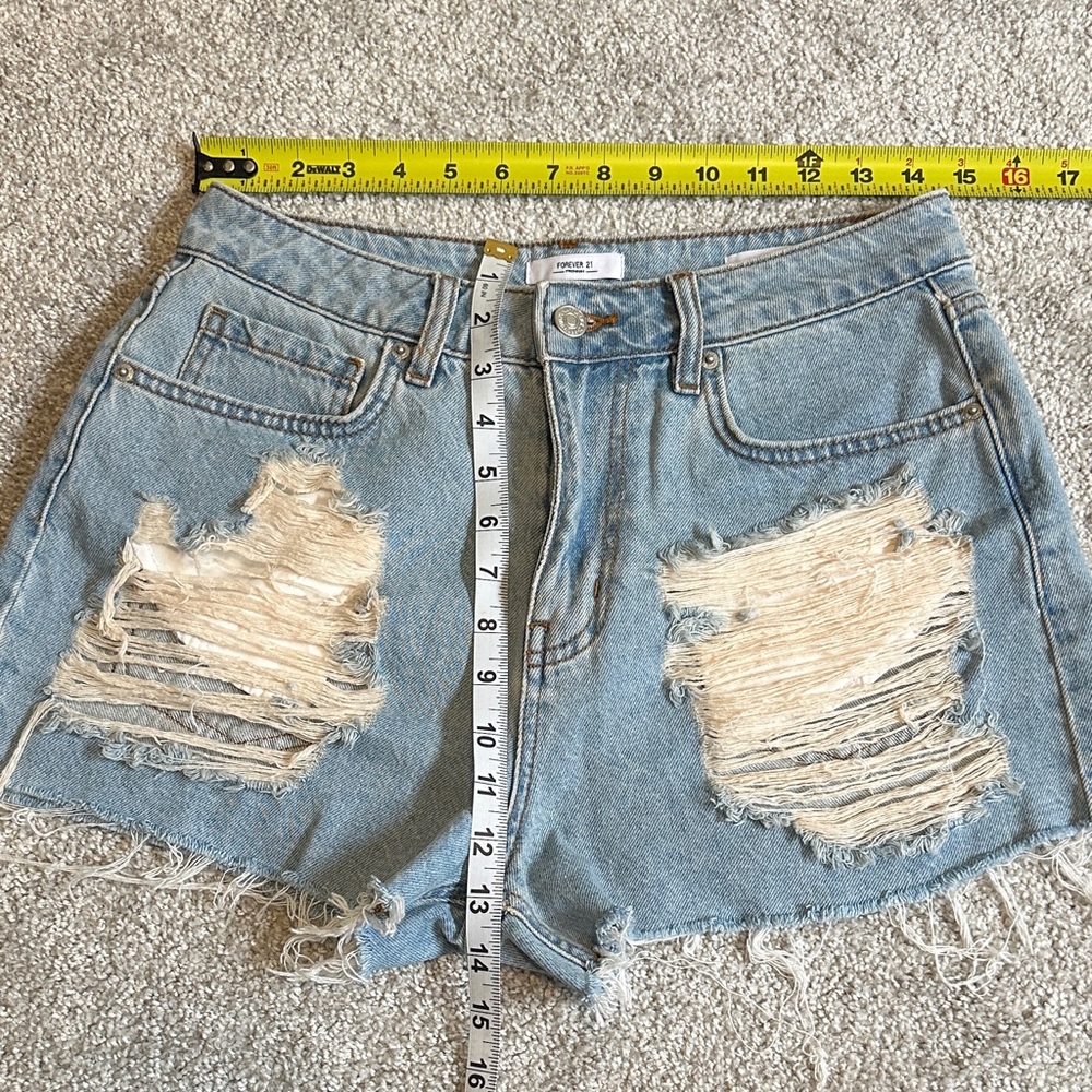 Forever 21 Light Blue Distressed Jean Shorts